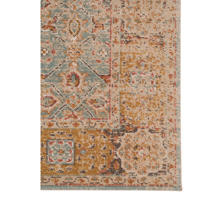 9' x 12' Floral Power Loom Area Rug - Teal Red And Orange