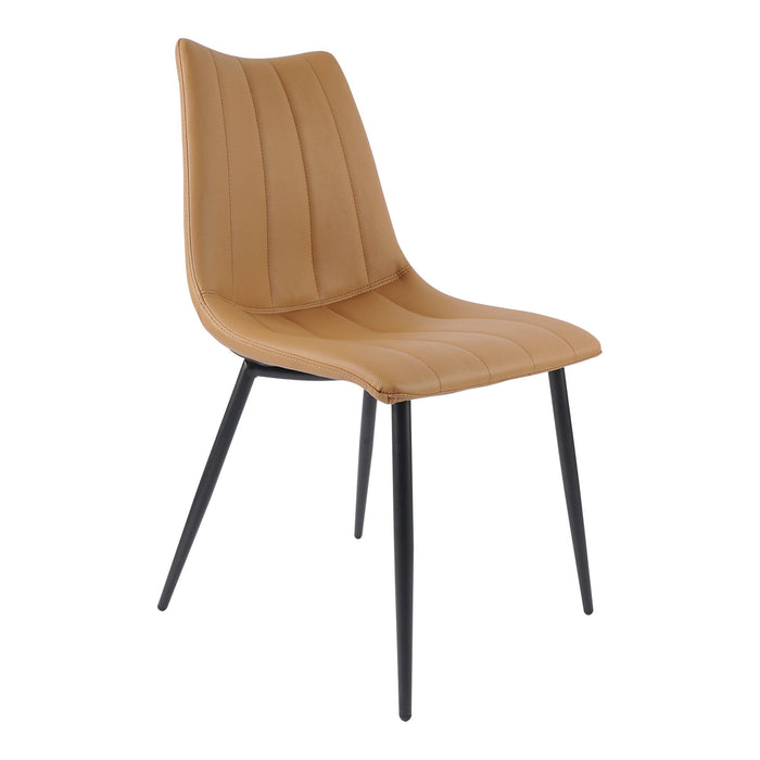 Upholstered Faux Leather Dining Side Chairs (Set of 2) - Tan