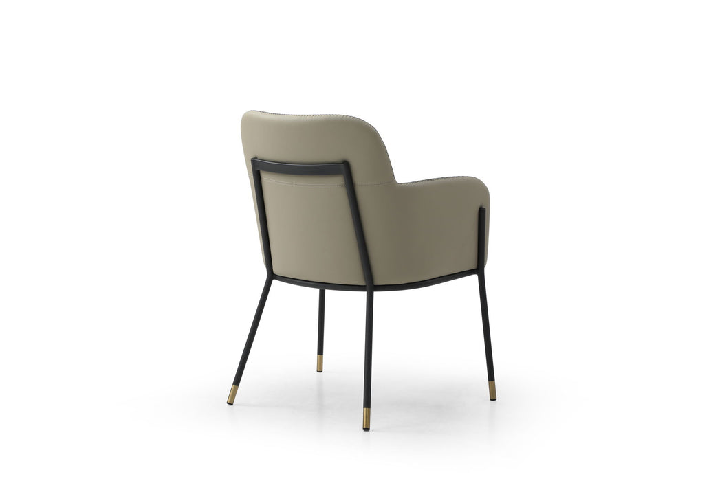 Faux Leather Dining Arm Chair - Dark Gray / Black