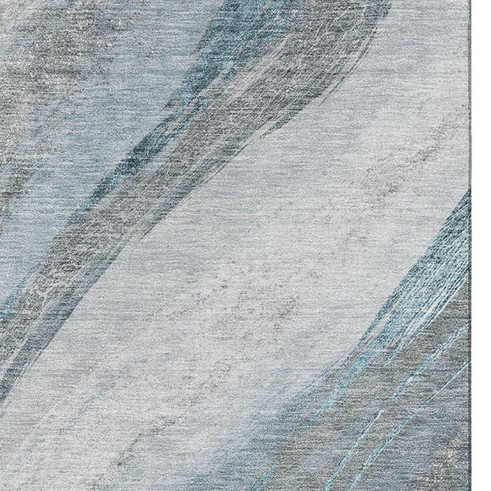 10' X 14' Abstract Washable Area Rug With UV Protection (715507) - Teal / Gray