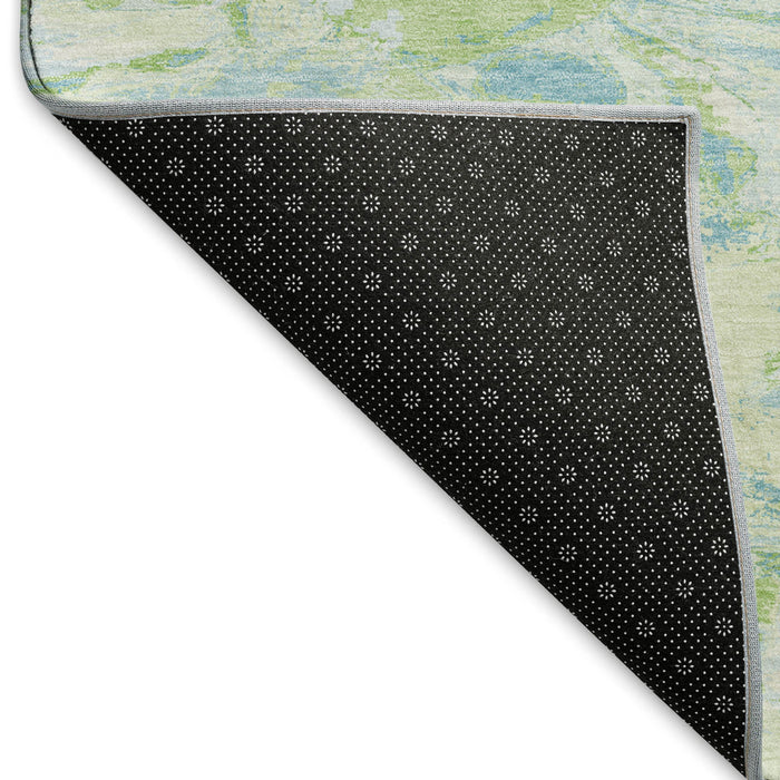 10' X 14' Abstract Washable Area Rug With UV Protection (693132) - Mint Green / Sky Blue / Ivory