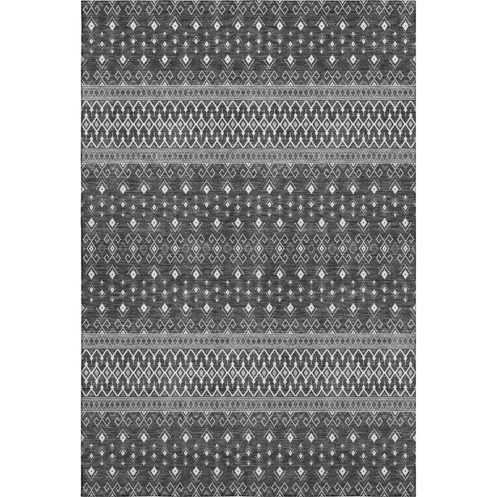 10' X 14' Tribal Washable Area Rug With UV Protection (657119) - Gray / Silver