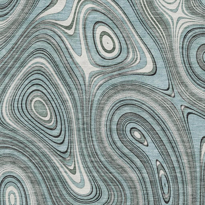 10' X 14' Geometric Washable Area Rug With UV Protection (717741) - Sky Blue / Ivory