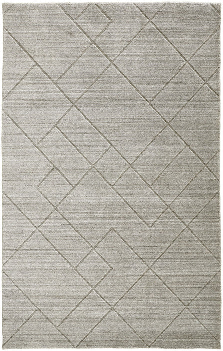 12' x 15' Striped Hand Woven Area Rug - Ivory And Silver