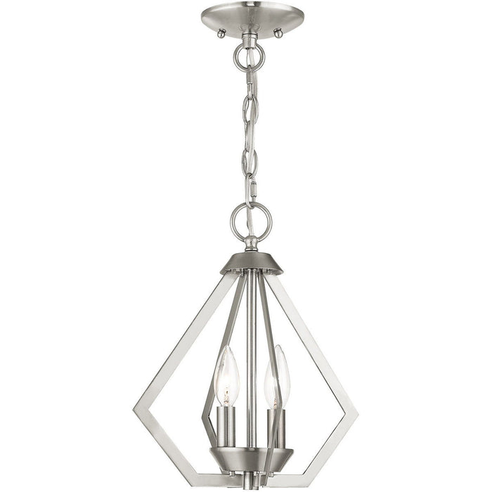 13" Two Light Dimmable Chandelier With Shades - Nickel