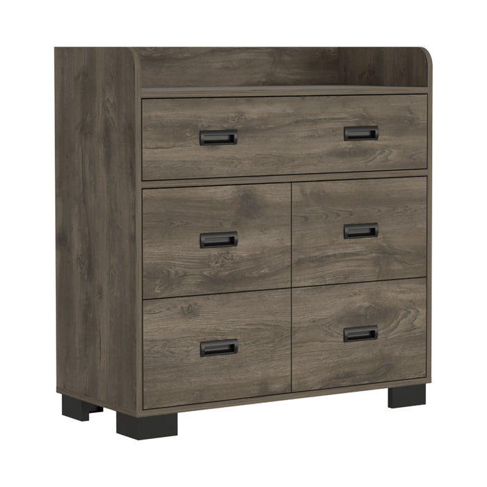 34" Five Drawer Dresser - Dark Brown