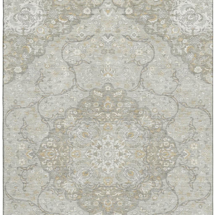 10' X 14' Medallion Washable Area Rug With UV Protection (696848) - Taupe / Gray / Ivory