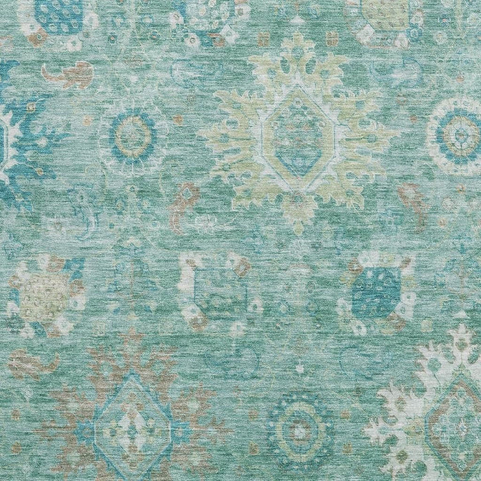 10' X 14' Oriental Washable Area Rug With UV Protection (708361) - Teal / Copper / Ivory