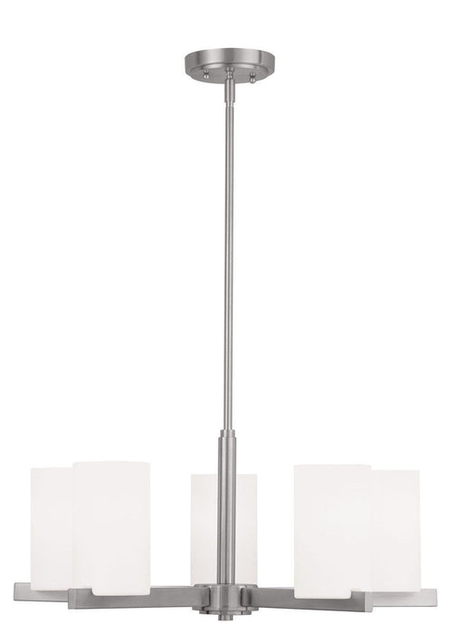 5 Light Dimmable Chandelier With Shades - Nickel