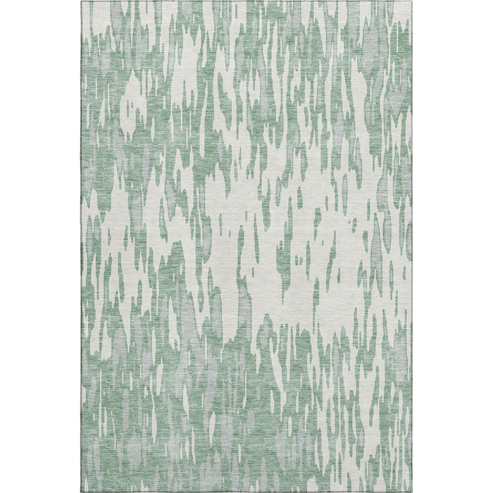 10' X 14' Abstract Washable Area Rug With UV Protection (675198) - Sage / Ivory