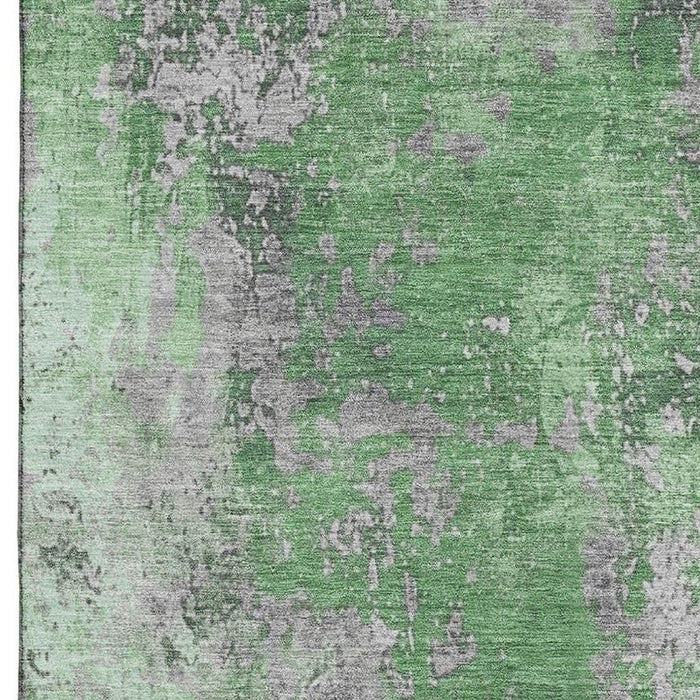 10' X 14' Abstract Washable Area Rug With UV Protection (701461) - Green / Gray
