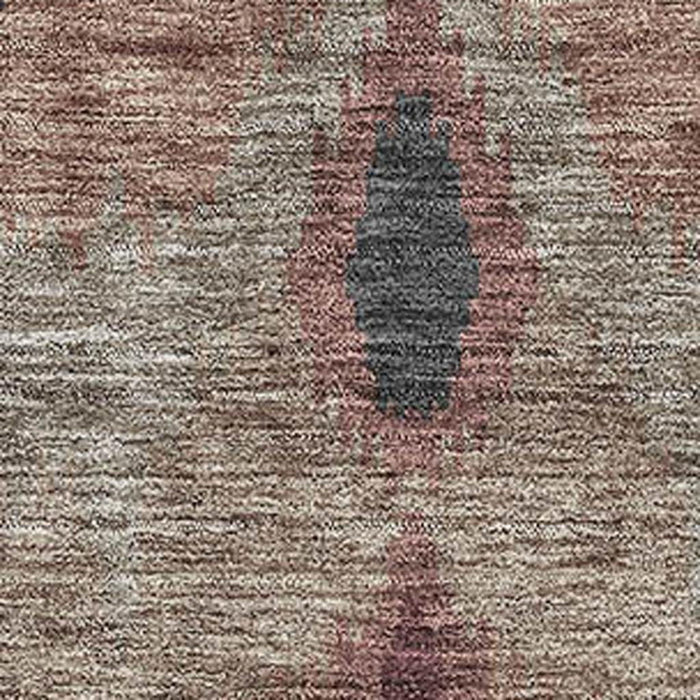 9' X 12' Ikat Washable Area Rug With UV Protection - Burgundy