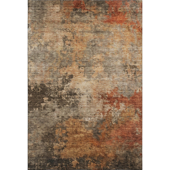 10' X 14' Abstract Washable Area Rug With UV Protection (688425) - Khaki / Red / Charcoal