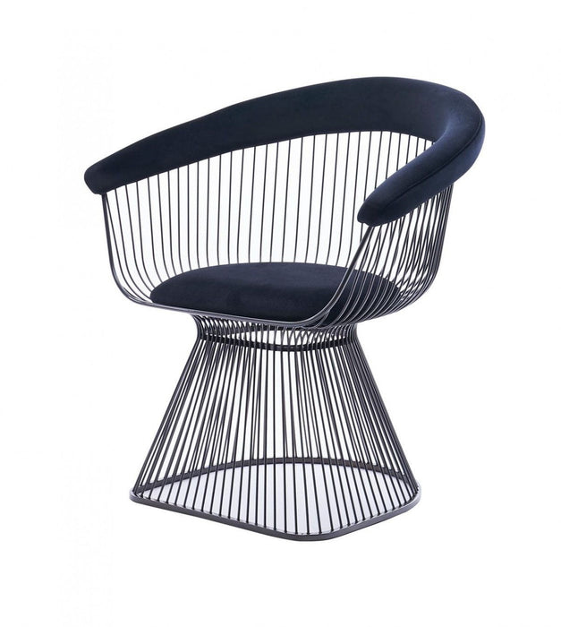 Velvet Metal Windsor Back Dining Arm Chair - Black