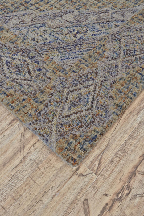 9' X 13' Wool Geometric Hand Tufted Area Rug (744417) - Blue / Gray / Yellow
