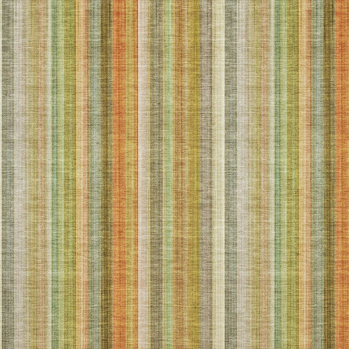 9' X 12' Striped Washable Area Rug With UV Protection (648393) - Khaki / Orange / Beige