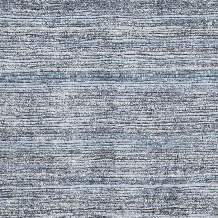 10' X 14' Striped Washable Area Rug With UV Protection (705605) - Sky Blue / Gray