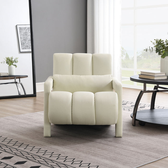 Giga modern upholstered accent arm chair with comfortable fabric and a pillow, ideal for living room decor.