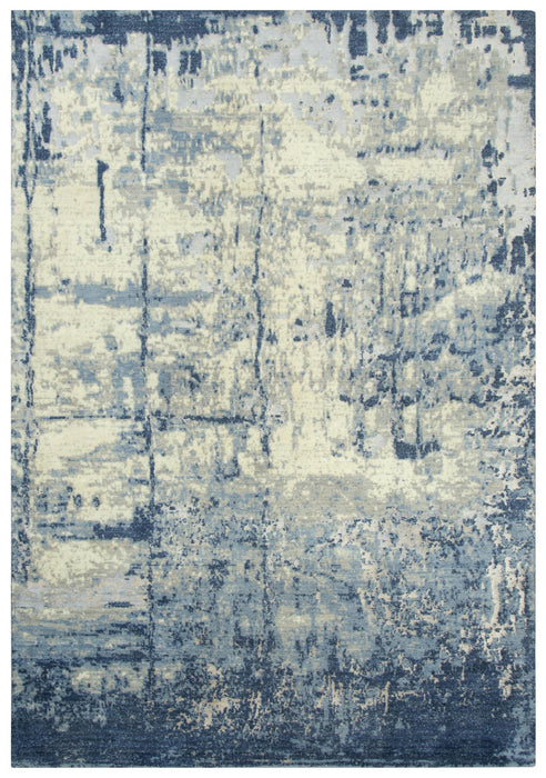 10' X 13' New Zealand Lambs Wool Abstract Hand Carved Handmade Area Rug (747590) - Blue / Light Blue / Gray / Ivory