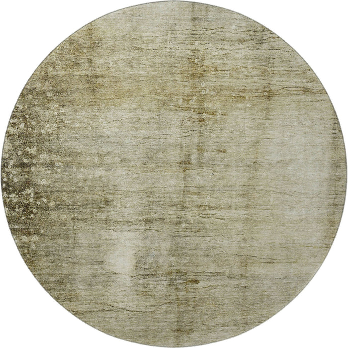 8' Abstract Washable Round Rug With UV Protection (651121) - Taupe / Beige