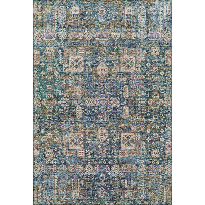 10' X 14' Floral Washable Area Rug With UV Protection (653386) - Green / Blue / Beige
