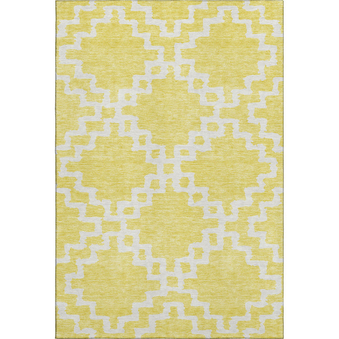 10' X 14' Abstract Geometric Washable Area Rug With UV Protection (671762) - Yellow / Ivory