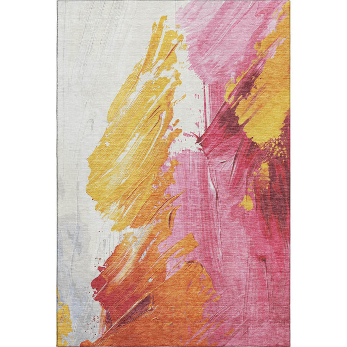 10' X 14' Abstract Washable Area Rug With UV Protection (705497) - Blush / Yellow / Ivory
