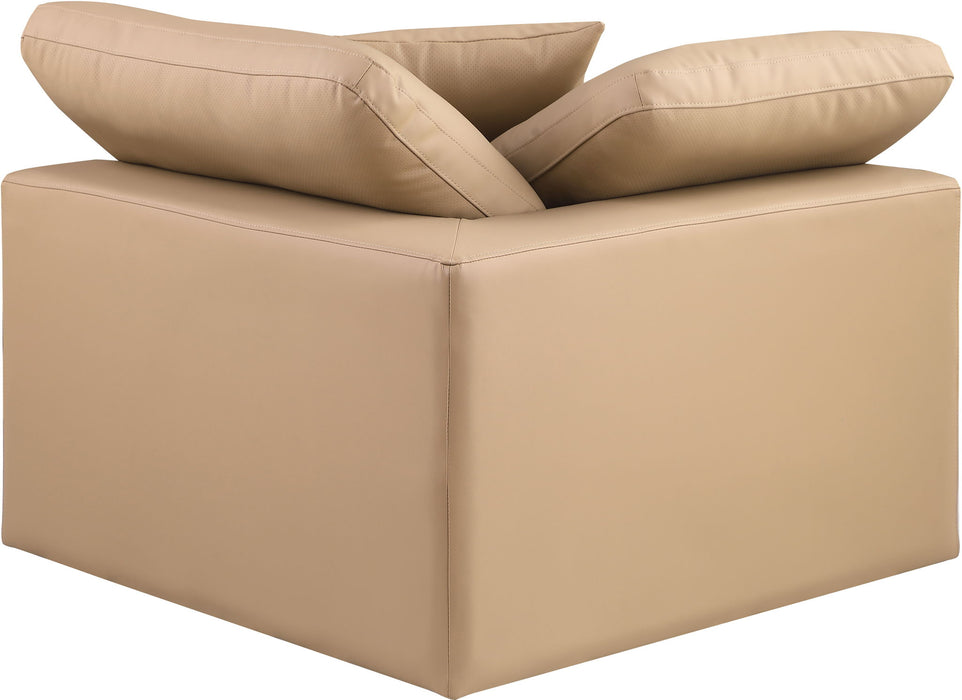 Comfy - Faux Leather Corner Chair - Tan
