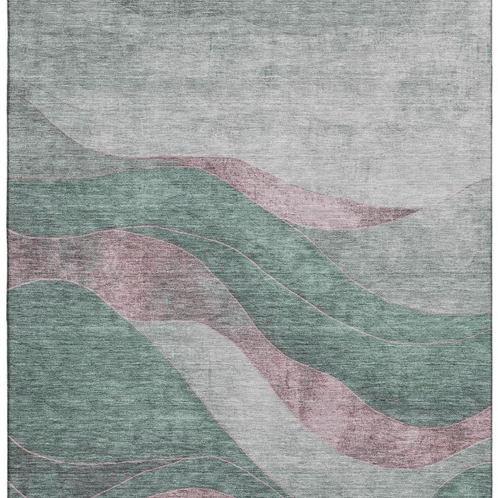 10' X 14' Abstract Washable Area Rug With UV Protection (707155) - Sage / Mauve