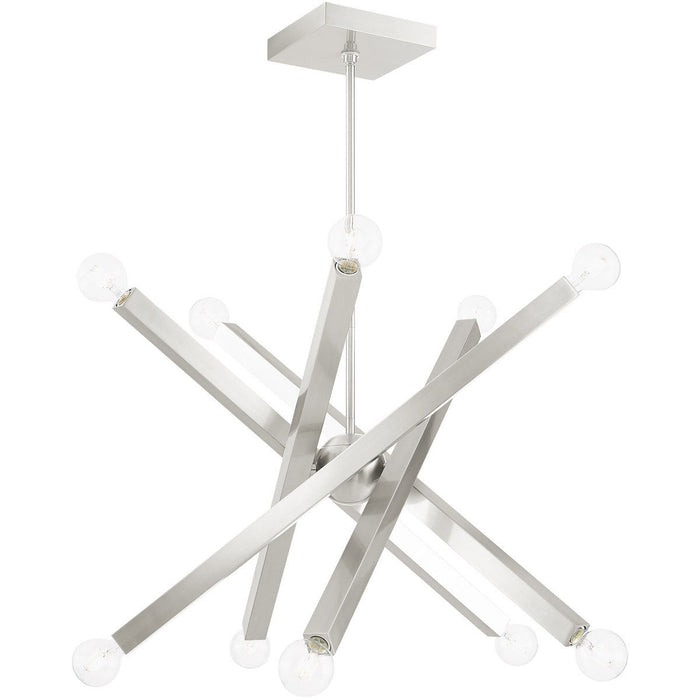 24" Ten Light Dimmable Chandelier With Shades - Nickel