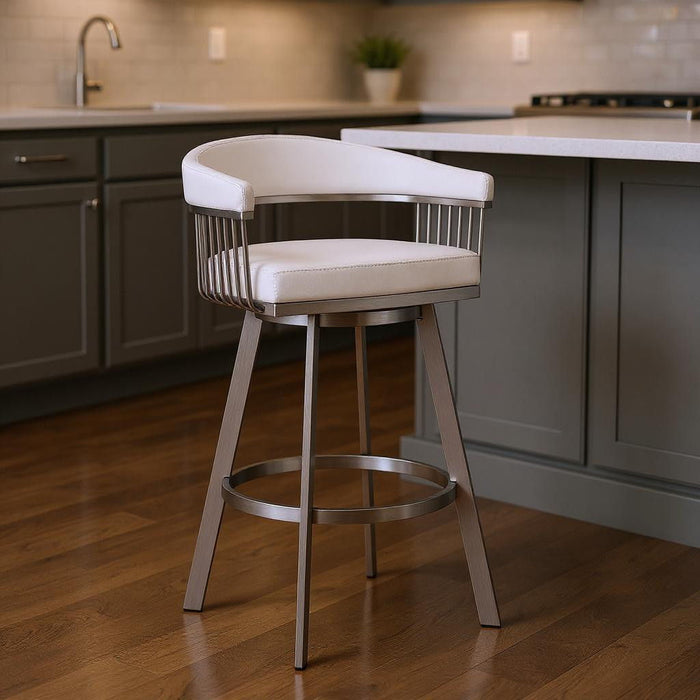 Swivel Low Back Counter Height Bar Chair - White