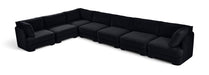 Hammond velvet performance fabric 7-piece sectional sofa by Meridian Furniture, upholstered stationary sectional with plush cushions.