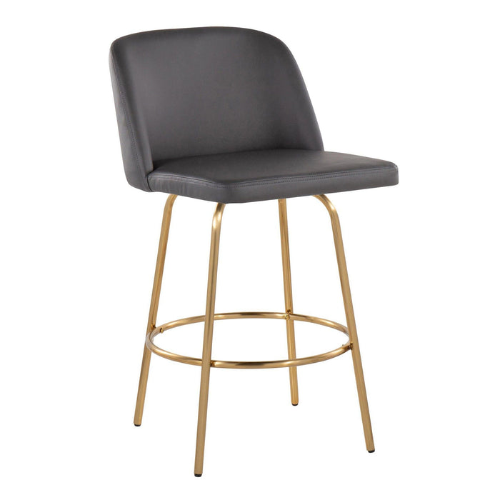 Toriano - 26" Fixed-Height Counter Stool (Set of 2) - Dark Gray And Gold