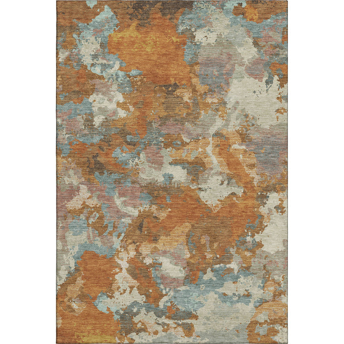 10' X 14' Abstract Washable Area Rug With UV Protection (693336) - Copper / Taupe / Orange