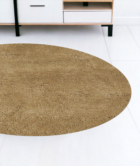 8' Round Polyester Area Rug - Gold