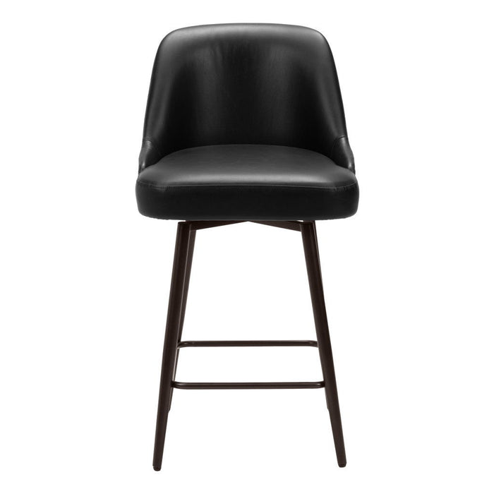 Faux Leather And Steel Counter Height Swivel Bar Chair - Black And Bronze