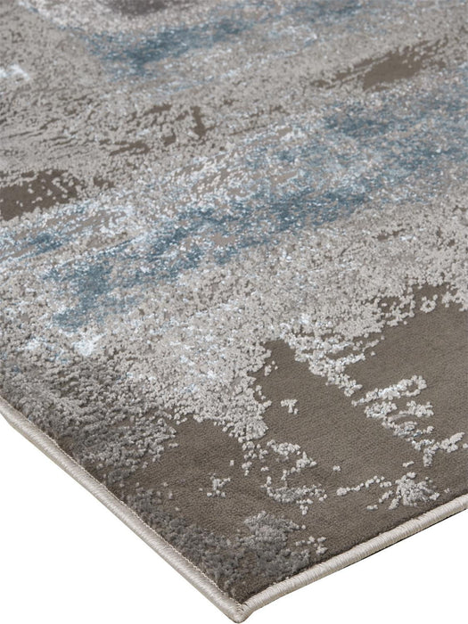 12' x 18' Abstract Area Rug - Gray Ivory And Blue