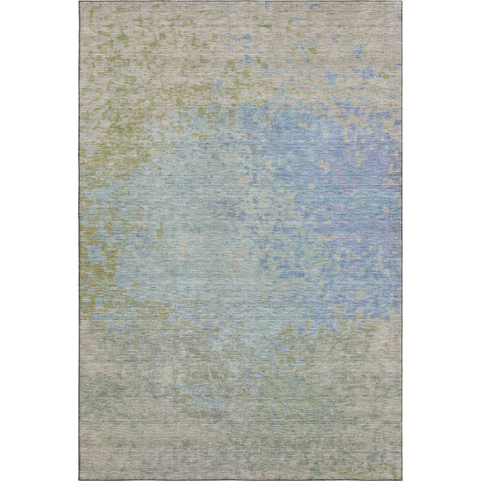 10' X 14' Abstract Washable Area Rug With UV Protection (699664) - Sky Blue / Fern Green / Beige