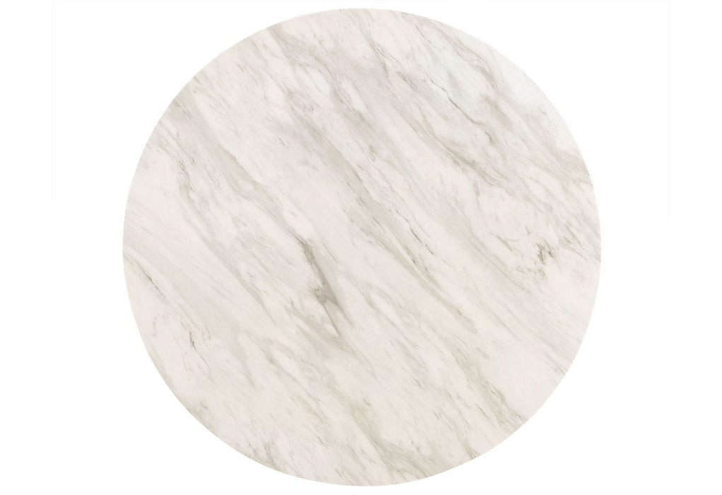 Wood Faux Marble Round Counter Height Bar Table - White / Black
