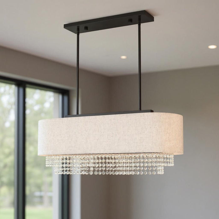 21'' Three Light Dimmable Chandelier With Shades - Bronze