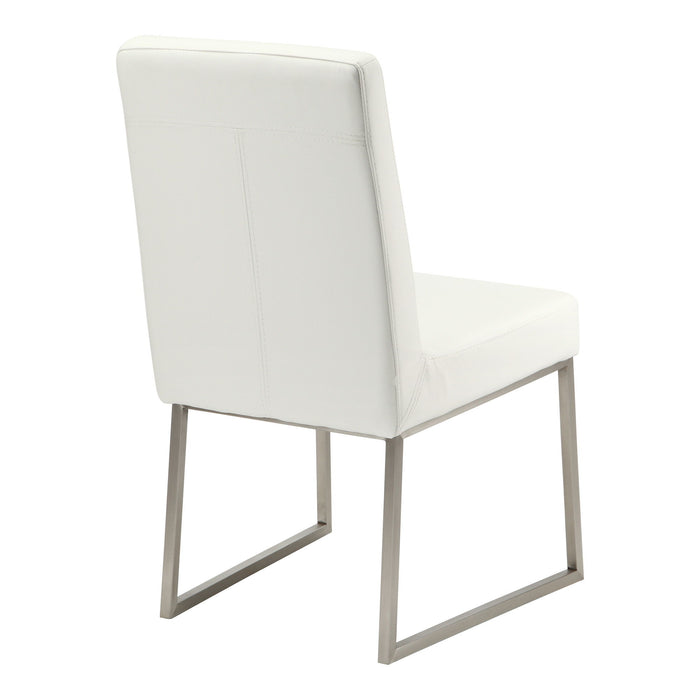 Upholstered Faux Leather Dining Side Chairs (Set of 2) - White / Silver
