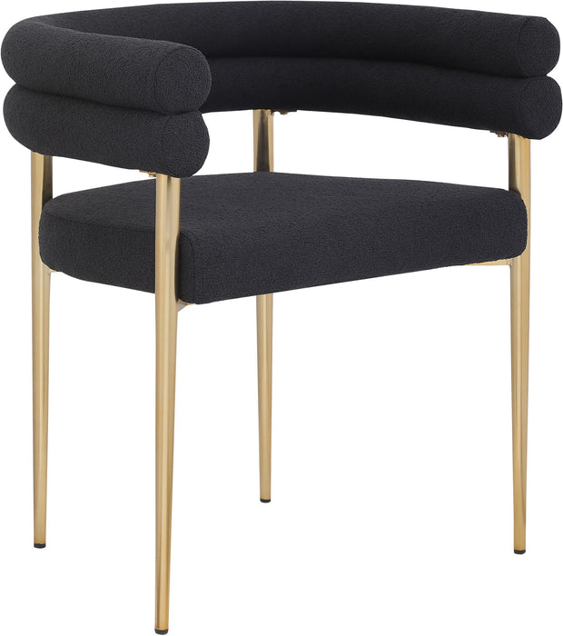 Pair of Meridian Furniture Brielle dining chairs in a modern design, featuring upholstered seats and sleek wooden legs.