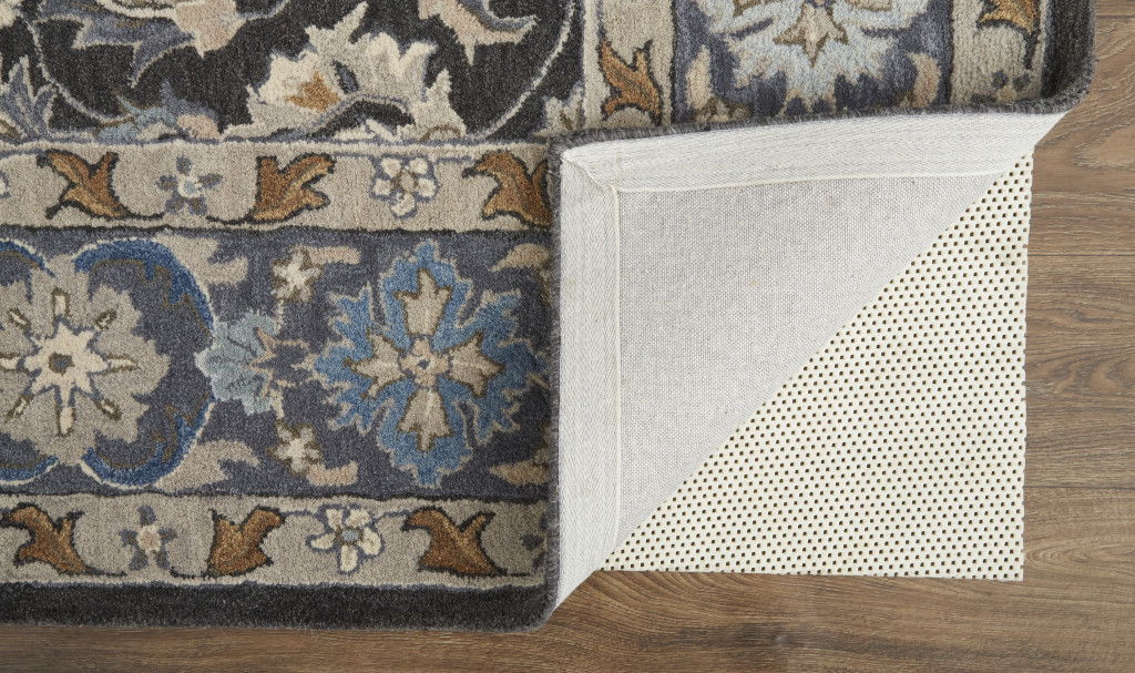 8' x 10' Wool Floral Tufted Handmade Stain Resistant Area Rug - Taupe Blue And Ivory