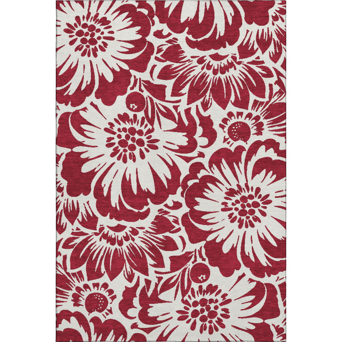 10' X 14' Floral Washable Area Rug With UV Protection (648634) - Burgundy / Ivory