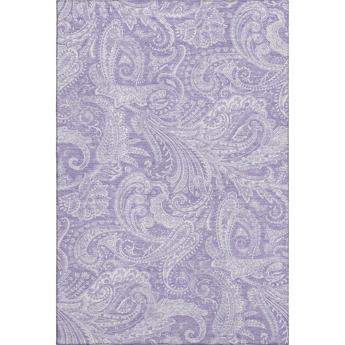 10' X 14' Paisley Washable Area Rug With UV Protection (654668) - Lavender / Ivory