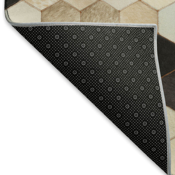 10' X 14' Geometric Washable Area Rug With UV Protection (644718) - Black / Brown / Ivory