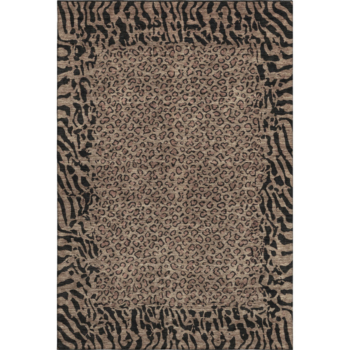 10' X 14' Animal Print Washable Area Rug With UV Protection (692028) - Brown / Black