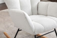 Giga ivory teddy fabric nursery rocker chair with wooden rocking base, perfect for living room or nursery comfort.