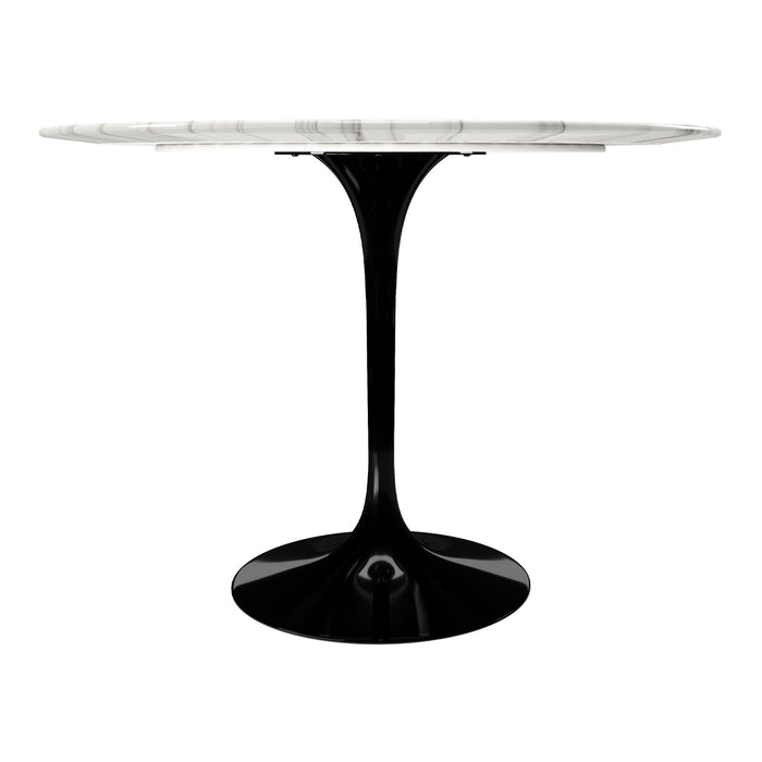 40" Marble And Metal Dining Table - Black