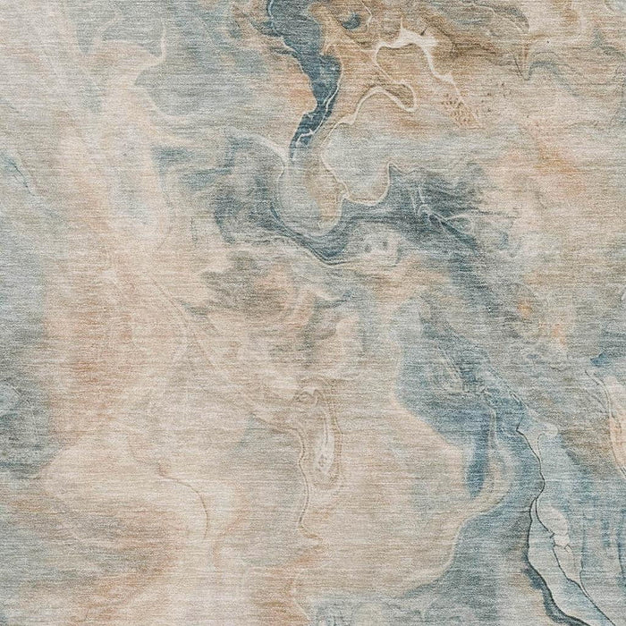10' X 14' Abstract Washable Area Rug With UV Protection (697031) - Teal / Peach / Ivory